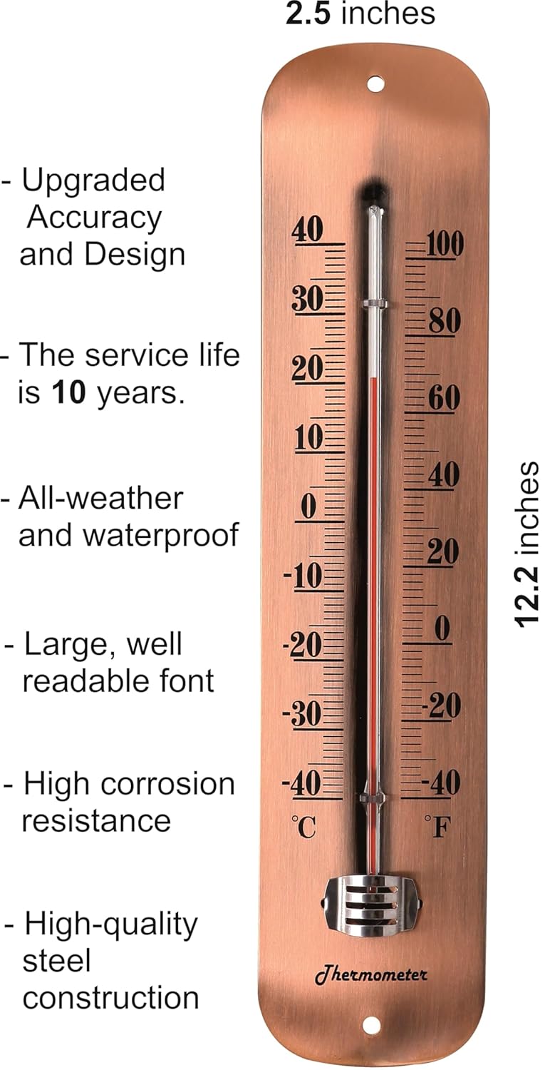 TERMOFLY 12.2 Large Numbers Premium Steel Outdoor/Indoor Thermometer Waterproof Vintage Style Decorative - Image 3